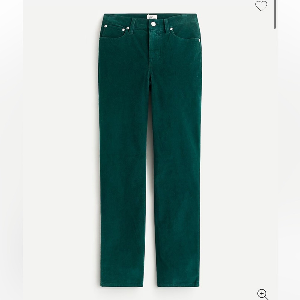 NWT Women’s J.Crew Vintage Slim Straight Corduroy Pant in Dark Spruce, Size 26